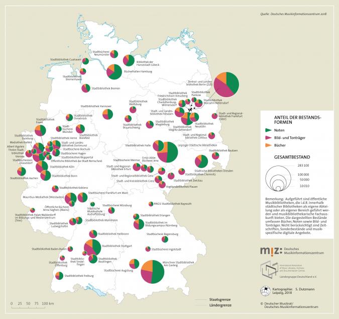 Deutschlandkarte der öffentlichen Musikbibliotheken