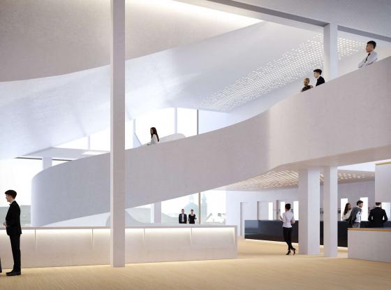 Visualisierung des geplanten neuen Foyers des Mainfranken Theaters Würzburg.