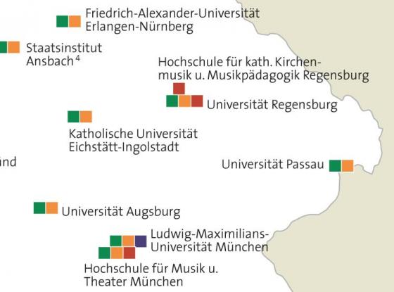 Teaser: Topografie der Ausbildungsstätten für das Fach Musik im Lehramt in Deutschland